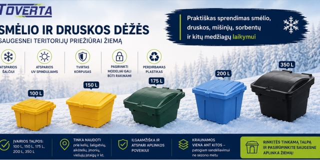 Smėlio ir druskos dėžės: kaip pasiruošti žiemai ir pasirinkti tinkamą talpą?